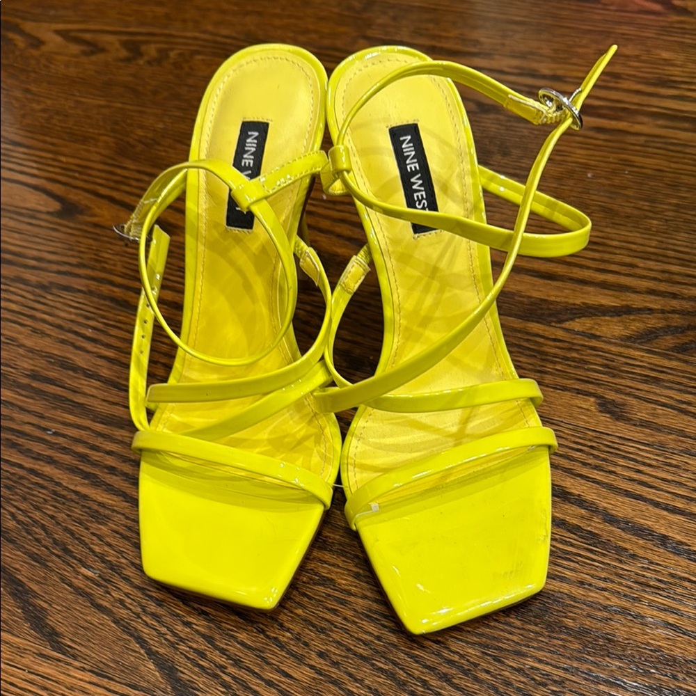 Nine West Yellow Heeled Sandals with Strappy Design
